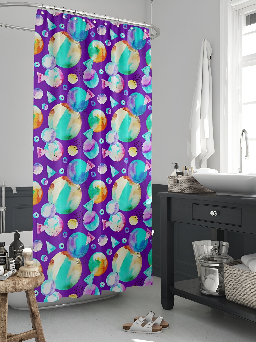 

ArtzFolio Single Piece Waterproof Polyester Shower Curtain, Multi