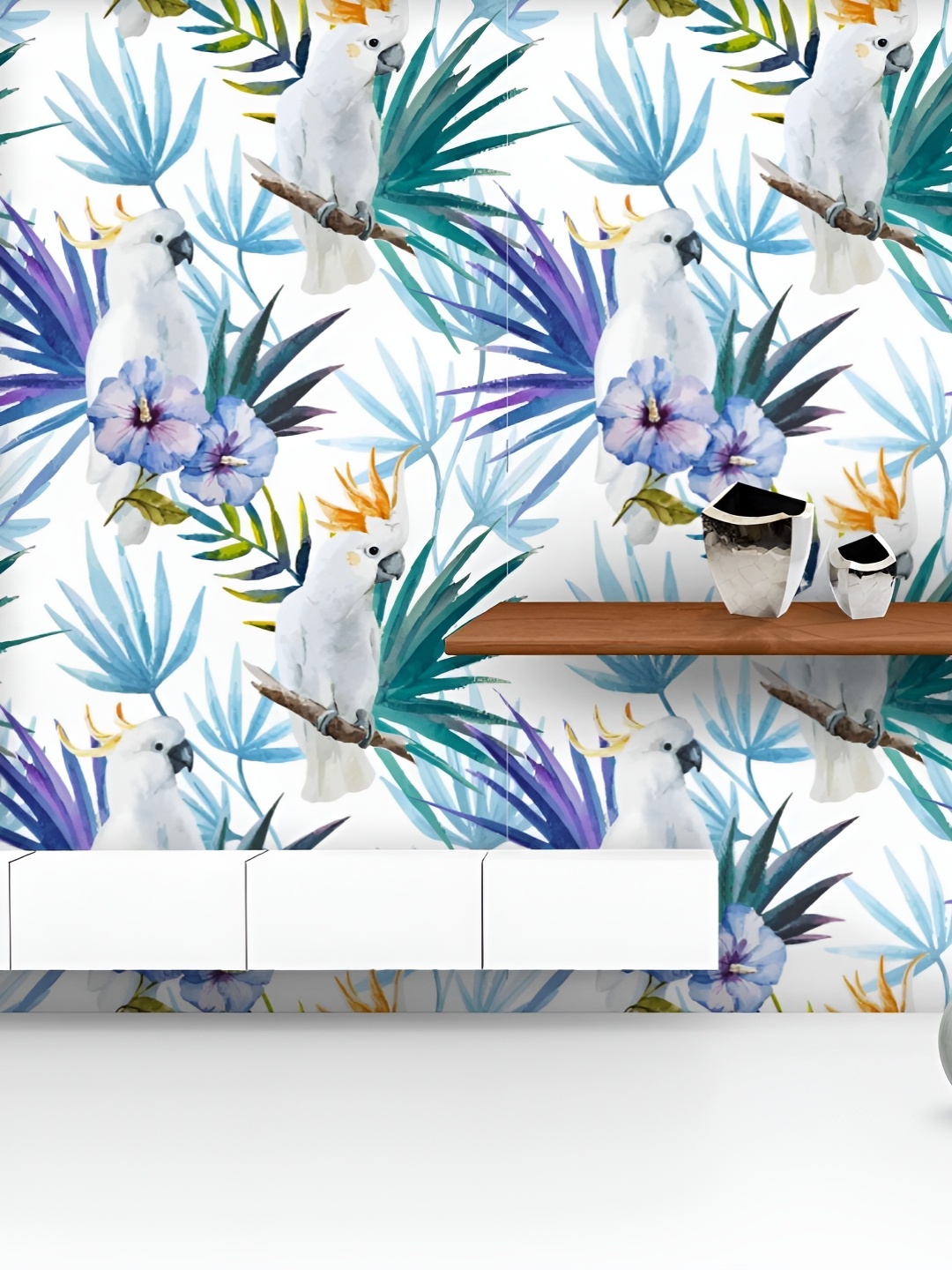 

ArtzFolio Printed UV-Resistant Anti-Bacterial Tropic ParrotPeel & Stick Wallpaper, Multi