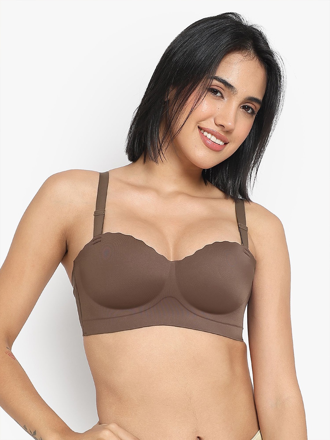 

PARKHA Medium Coverage Heavily Padded Push-Up Bra, Brown