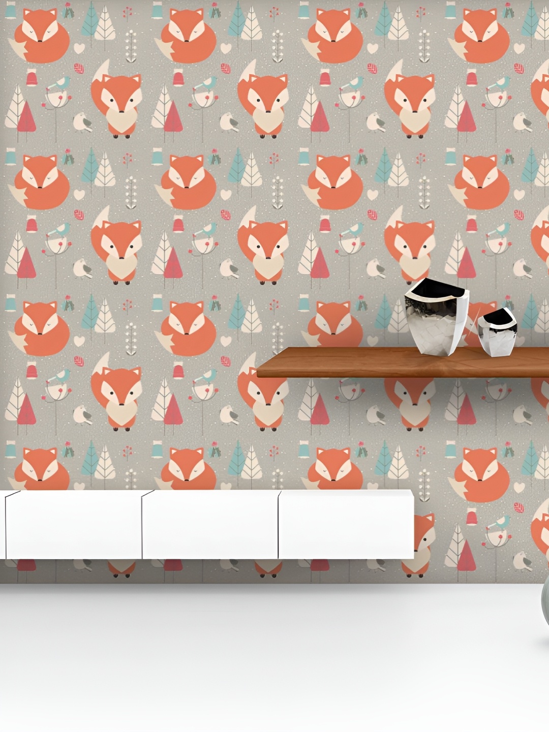 

ArtzFolio Printed UV-Resistant Anti-Bacterial Christmas Baby Fox Pattern Peel & Stick Wallpaper, Multi