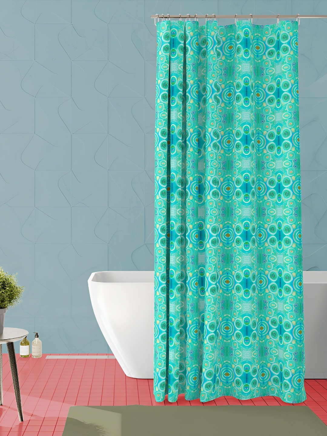 

ArtzFolio Green & Blue Printed Waterproof Shower Curtain