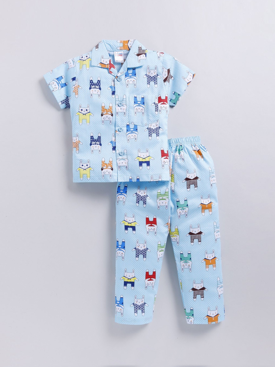 

NAUTI KIDZ Boys Printed Pure Cotton Night suit, Blue