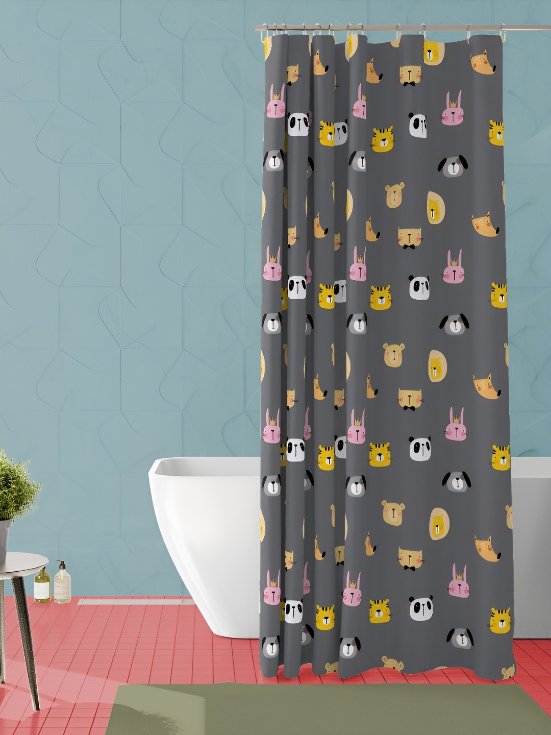 

ArtzFolio Grey & Yellow Printed Waterproof Shower Curtain