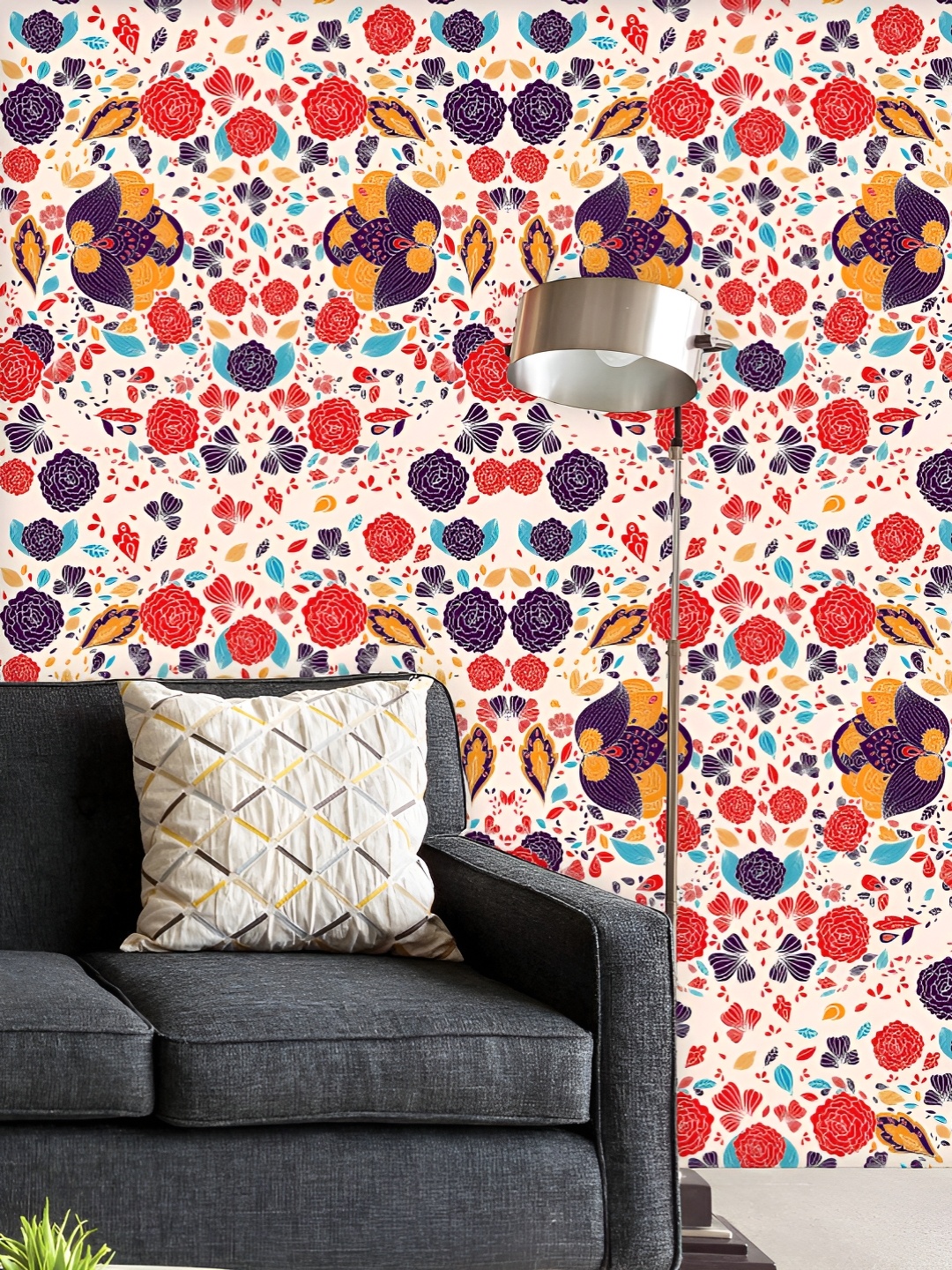 

ArtzFolio Printed UV-Resistant Anti-Bacterial Floral Background Peel & Stick Wallpaper, Multi