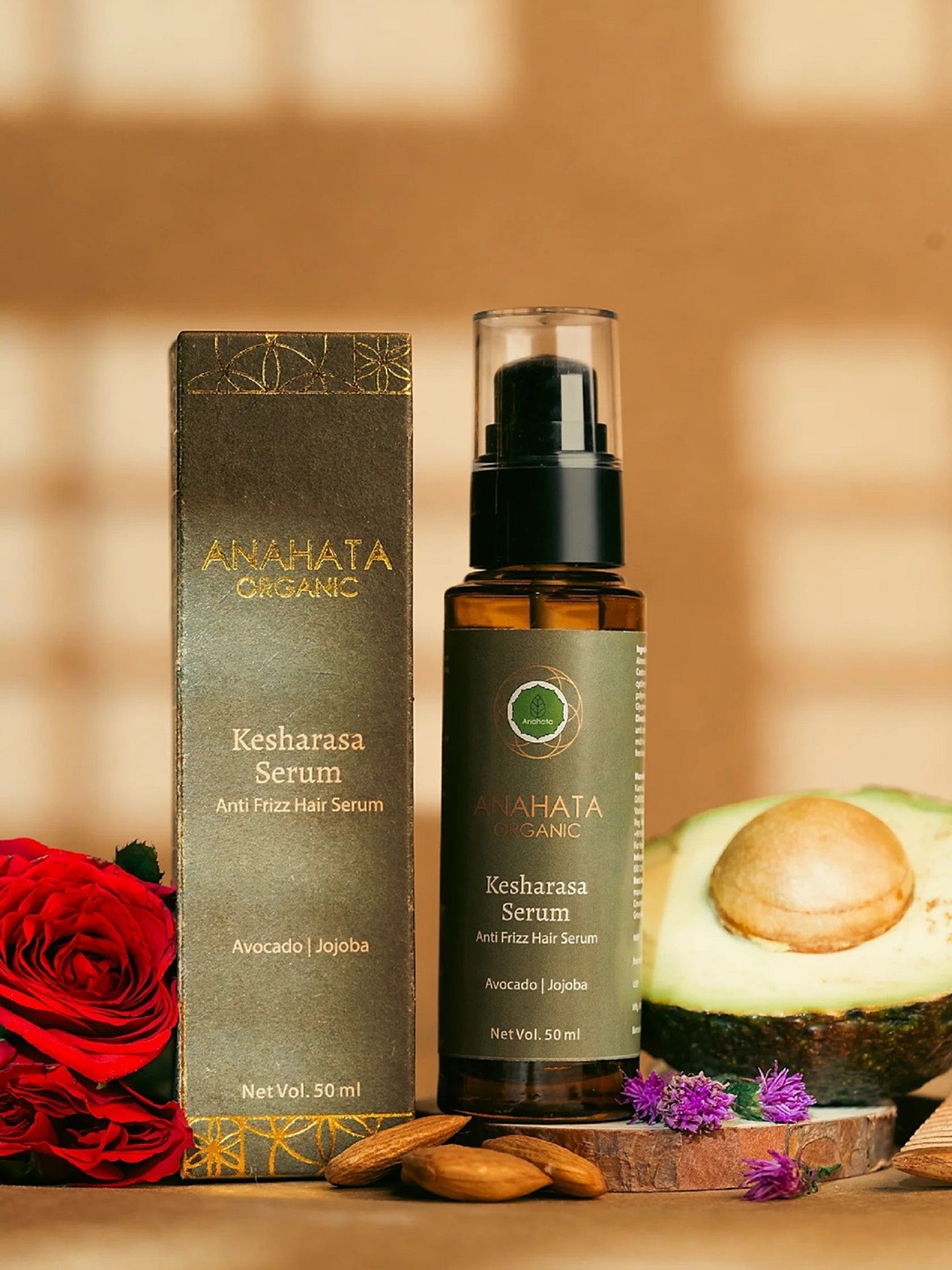 

Anahata Organic Kesharasa Anti Frizz Hair Serum With Avocado & Jojoba Oil - 50 ml, Green