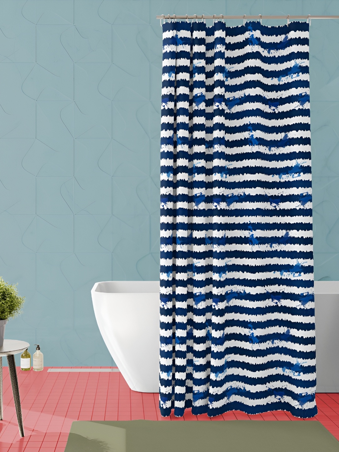 

ArtzFolio Blue & White Printed Water Proof Shower Curtain