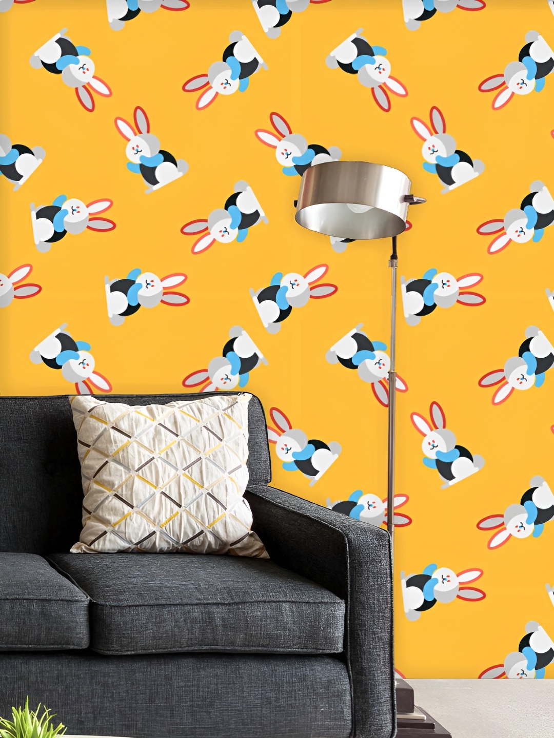 

ArtzFolio Printed UV-Resistant Anti-Bacterial Cute Rabbit Pattern Peel & Stick Wallpaper, Multi