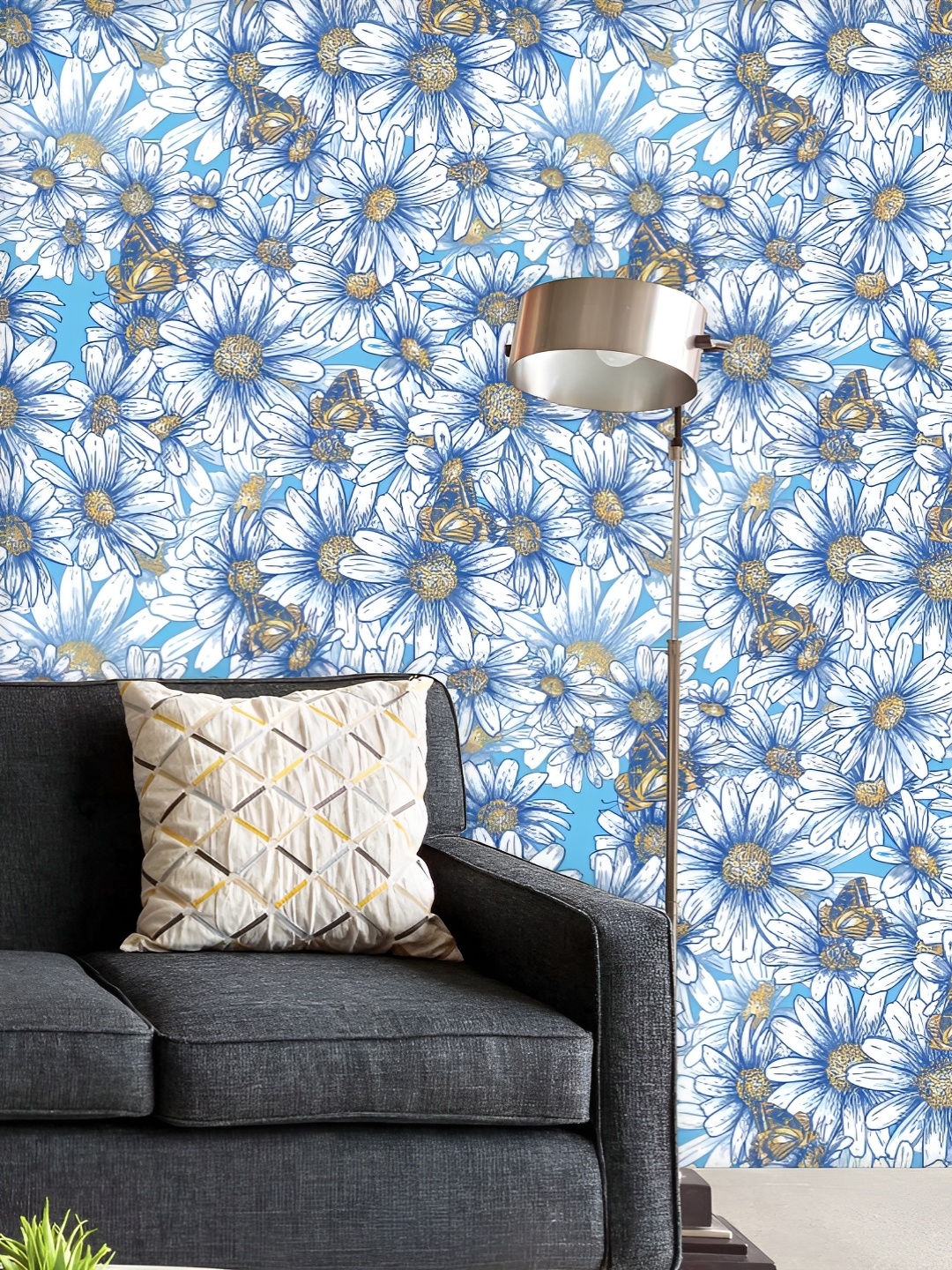 

ArtzFolio Printed UV-Resistant Anti-Bacterial DaisiesPeel & Stick Wallpaper, Multi