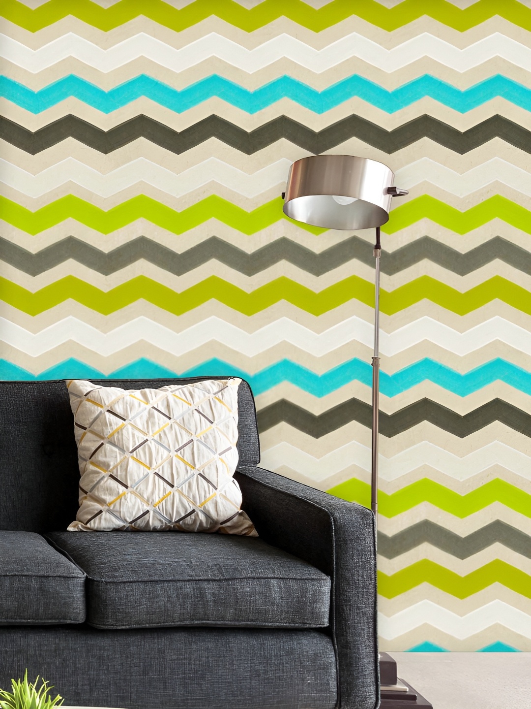 

ArtzFolio Printed UV-Resistant Anti-Bacterial Watercolor Chevron Shapes Peel & Stick Wallpaper, Multi