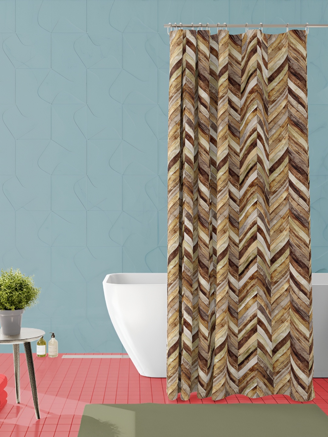 

ArtzFolio Brown & Beige Printed Waterproof Shower Curtain