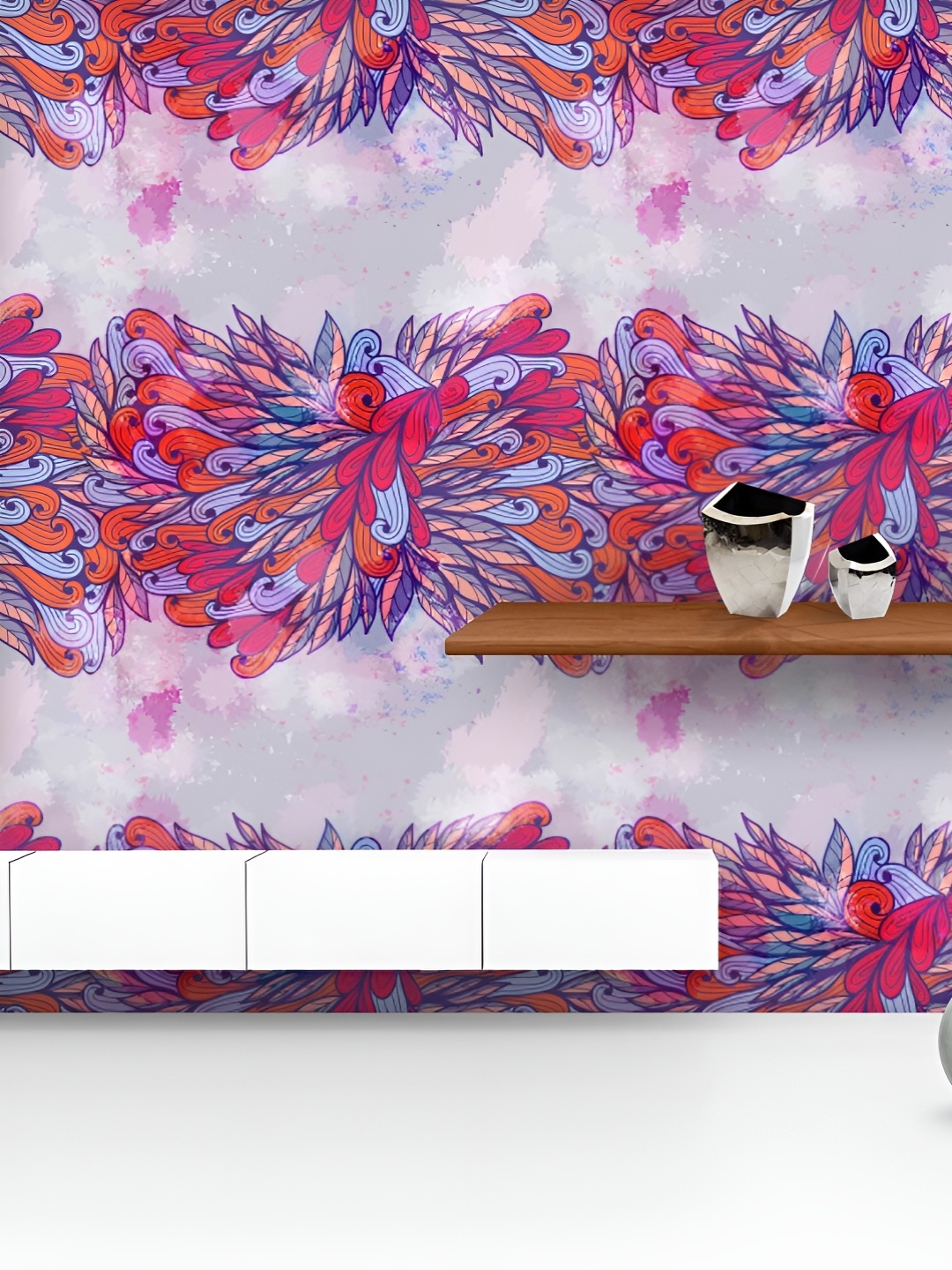 

ArtzFolio Printed UV-Resistant Anti-Bacterial Pink Violet ElementPeel & Stick Wallpaper, Multi