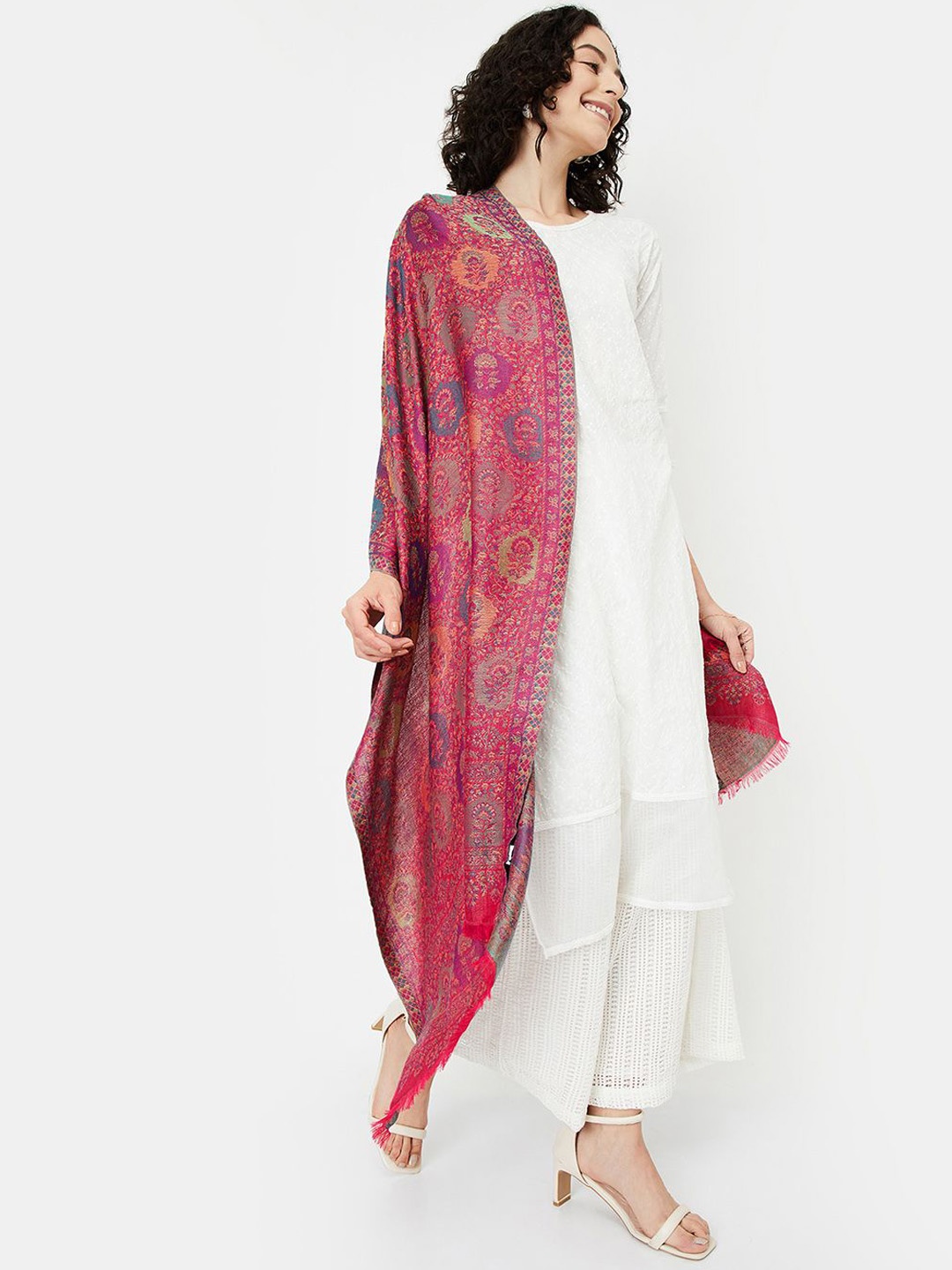 

max Floral Printed Shawl, Pink