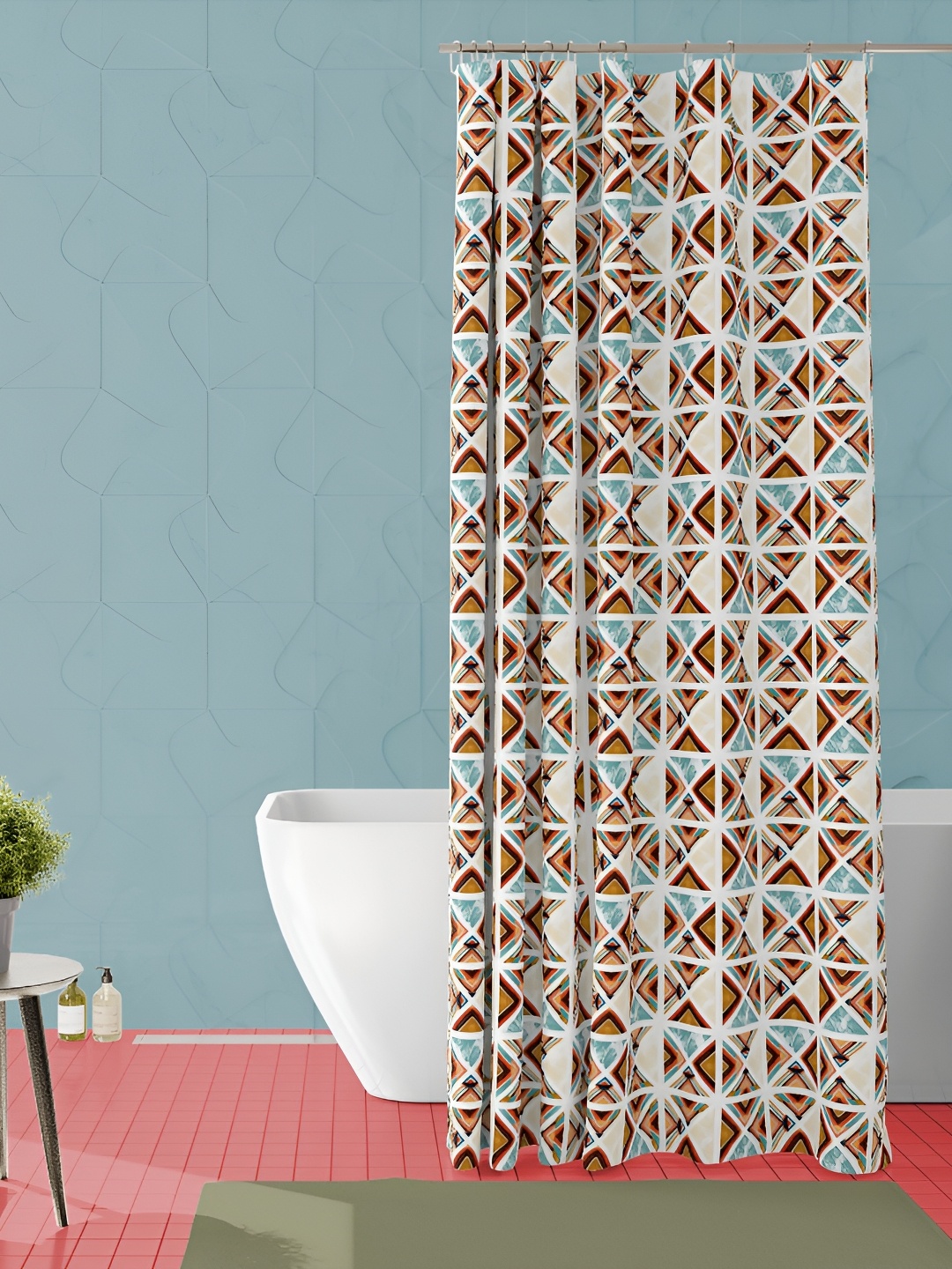 

ArtzFolio White & Brown Geometric Printed Waterproof Shower Curtain