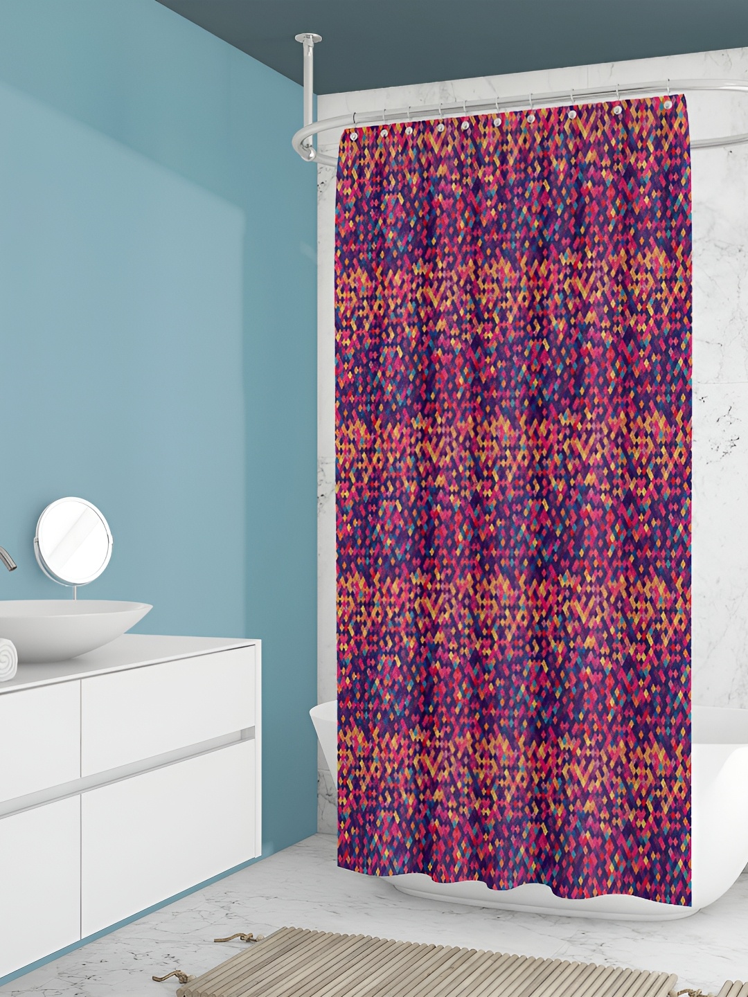 

ArtzFolio Purple, Pink & Yellow Printed Waterproof Shower Curtain
