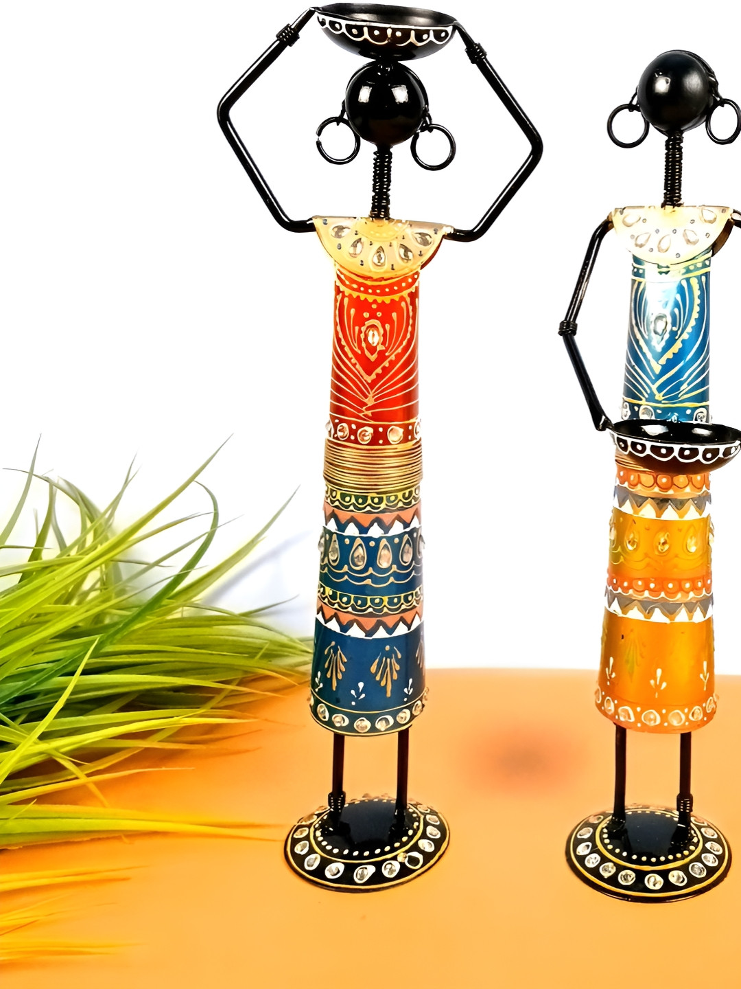 

apka mart Orange Coloured & Blue Figurine Showpiece, Multi