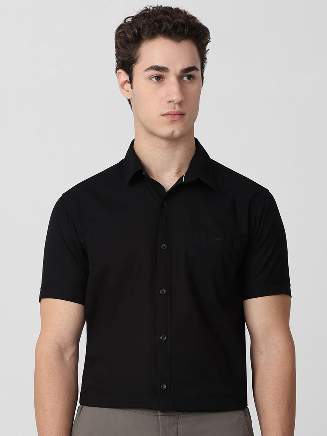 

Mufti Men Spread Collar Solid Cotton Slim Fit Casual Shirt, Black