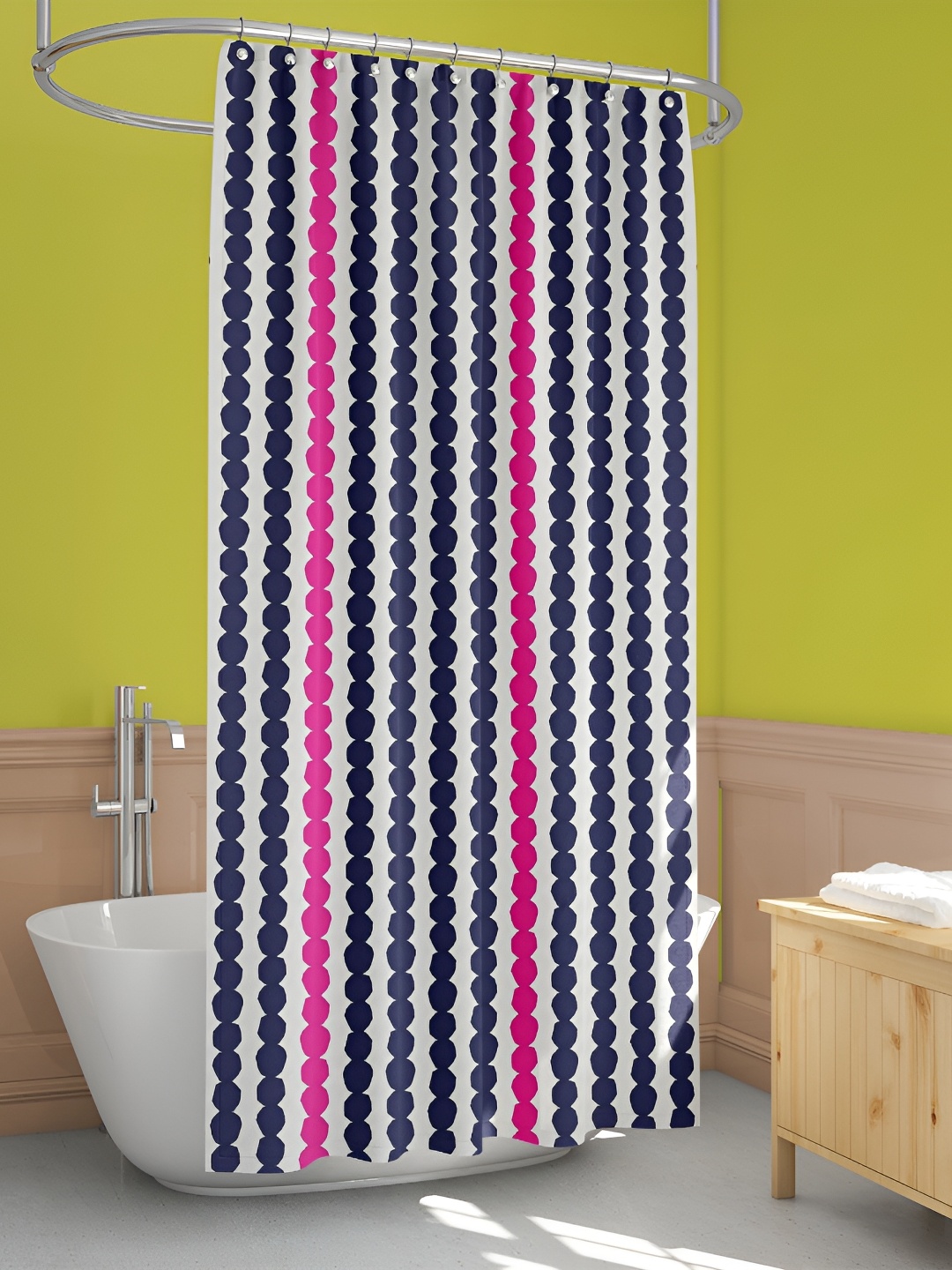 

ArtzFolio White & Pink Geometric Printed Waterproof Shower Curtain