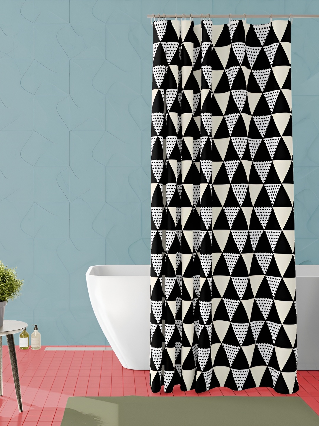 

ArtzFolio Black & White Geometric Printed Waterproof Shower Curtain