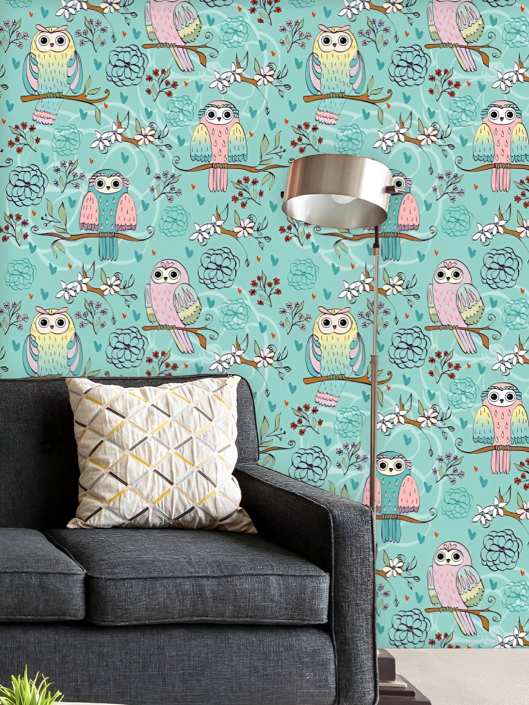 

ArtzFolio Printed UV-Resistant Anti-Bacterial Owl Sitting On The Branches Peel & Stick Wallpaper, Multi