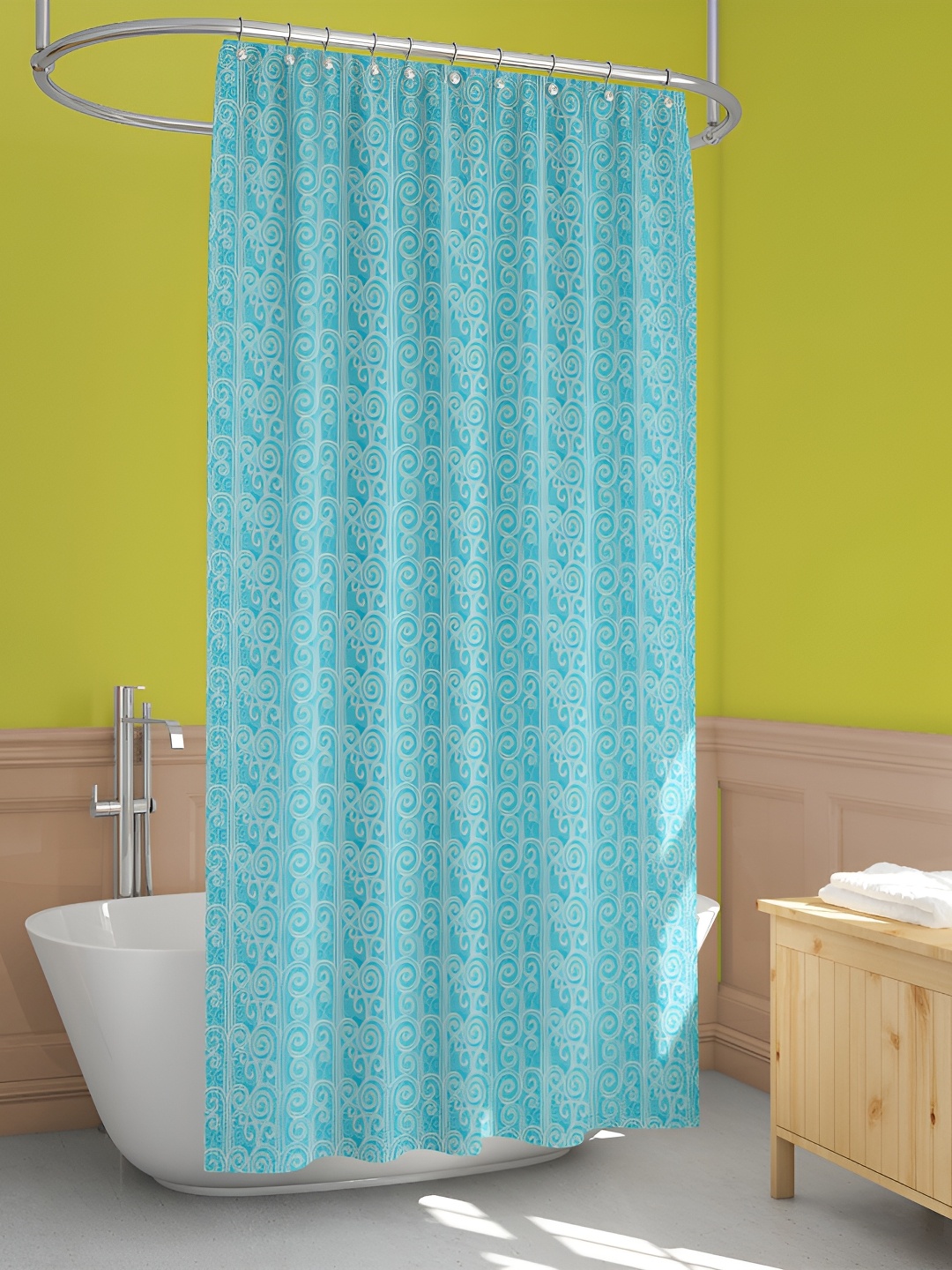 

ArtzFolio Sea Green Floral Printed Waterproof Shower Curtain