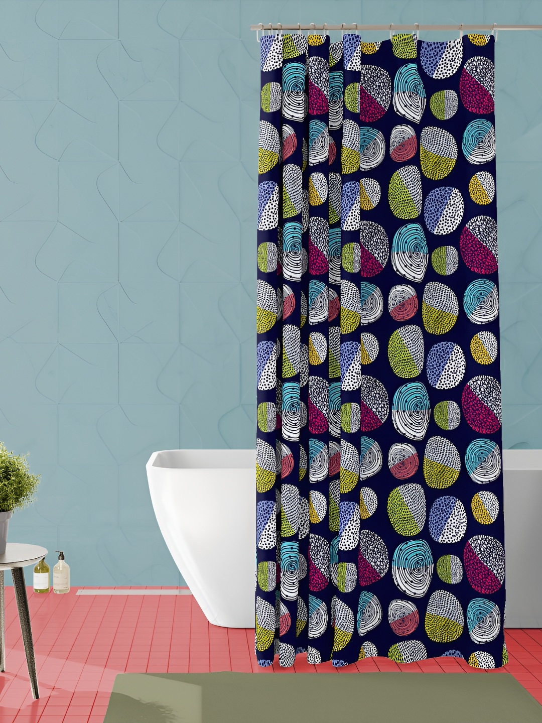 

ArtzFolio Blue and Pink Printed Waterproof Shower Curtain