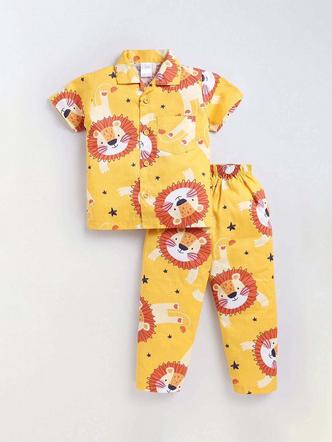 

NAUTI KIDZ Boys Pure Cotton Printed Night suit, Yellow