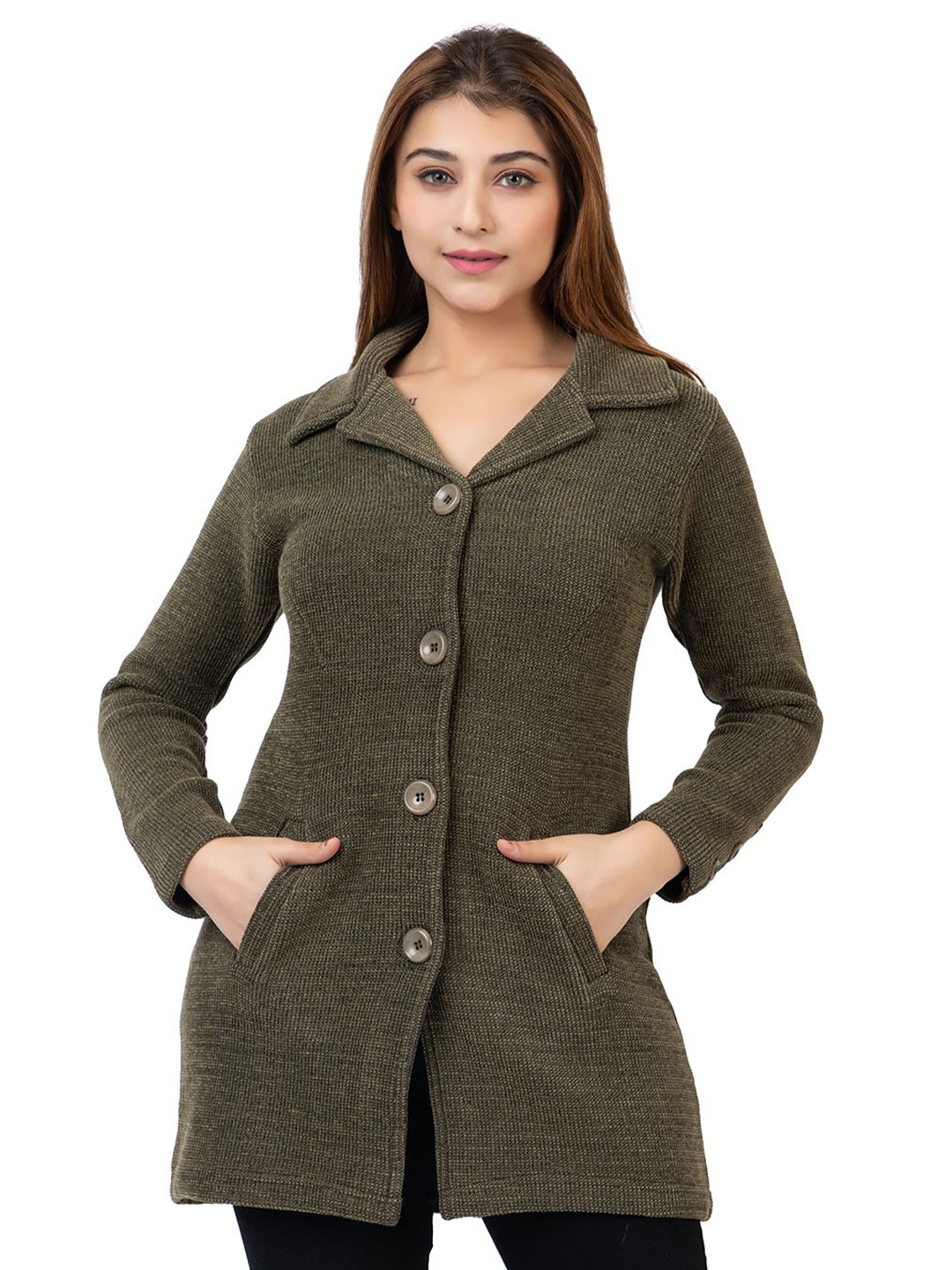 

TWENTY ME Women Longline Cardigan, Olive