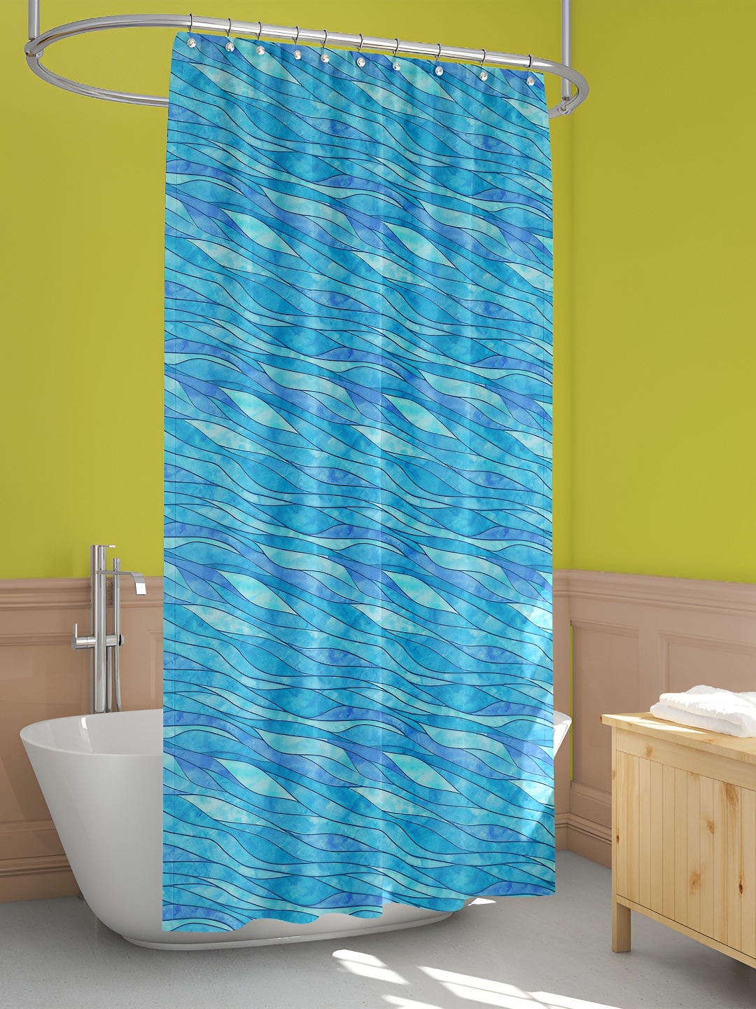 

ArtzFolio Blue & White Printed Waterproof Shower Curtain