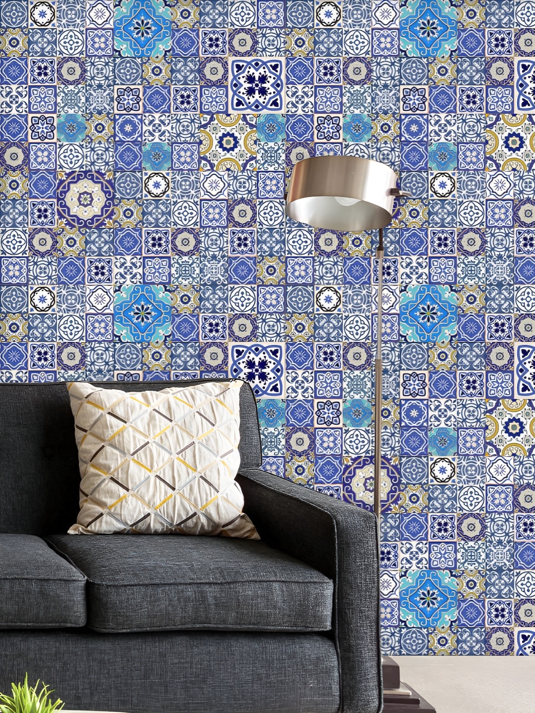 

ArtzFolio Printed UV-Resistant Anti-Bacterial Colorful Moroccan Tiles Pattern Peel & Stick Wallpaper, Multi