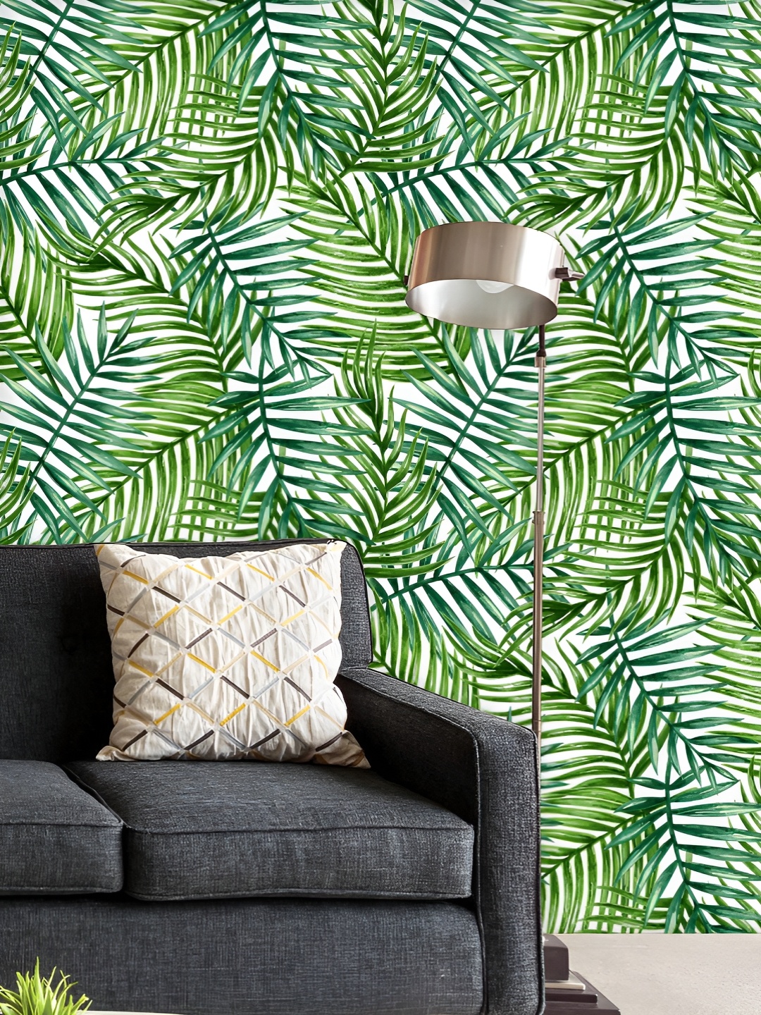 

ArtzFolio Printed UV-Resistant Anti-Bacterial Tropical Palm Leaves Peel & Stick Wallpaper, Multi