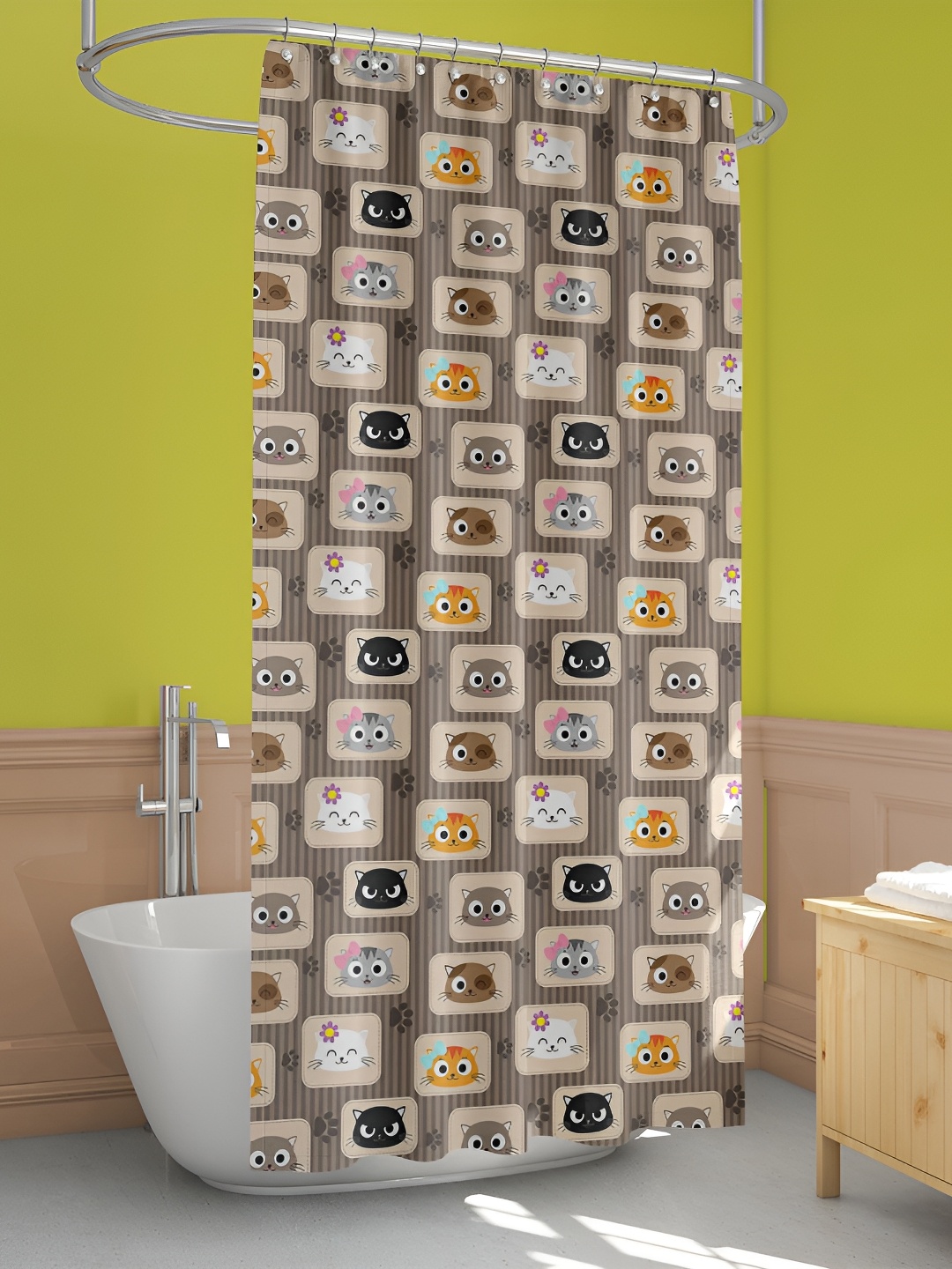 

ArtzFolio Grey & Beige Geometric Printed Waterproof Shower Curtain