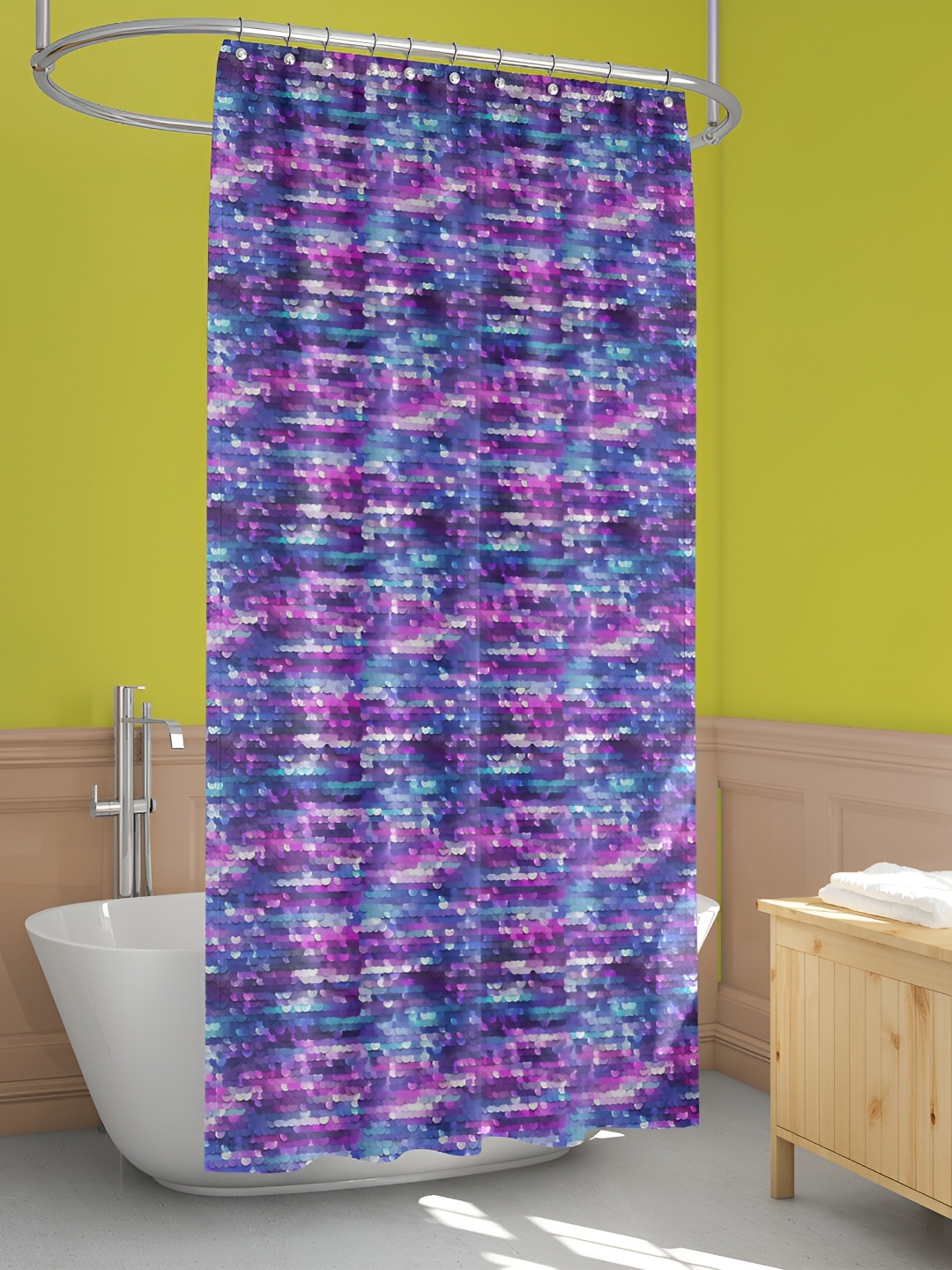 

ArtzFolio Blue & Purple Printed Waterproof Shower Curtain