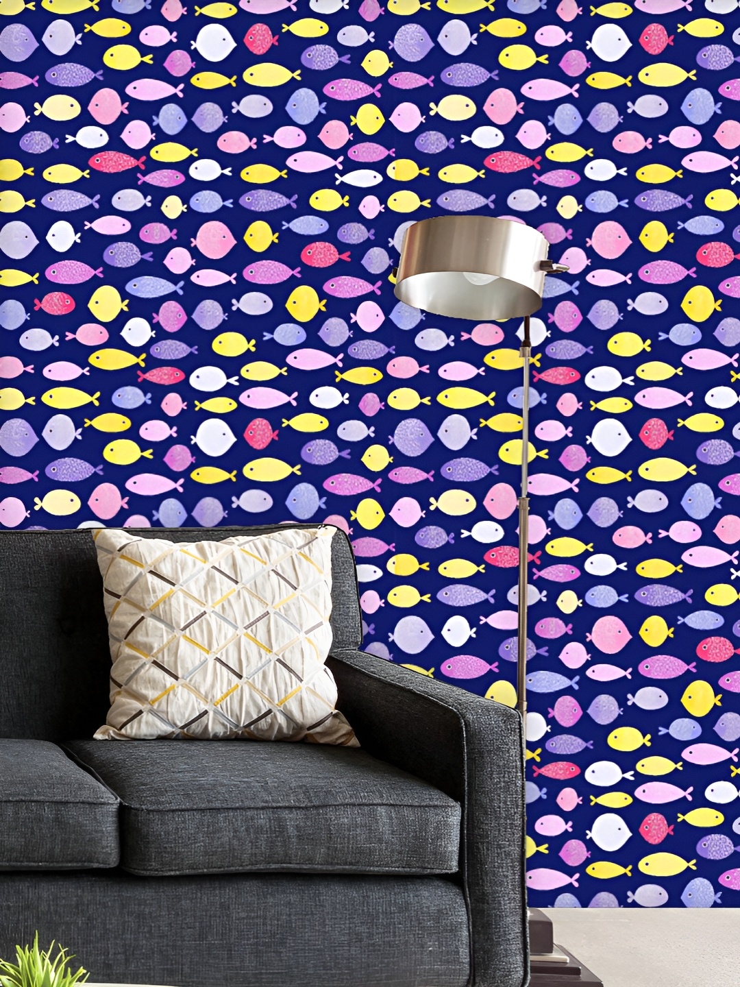 

ArtzFolio Printed UV-Resistant Anti-Bacterial Fish Pattern Peel & Stick Wallpaper, Multi