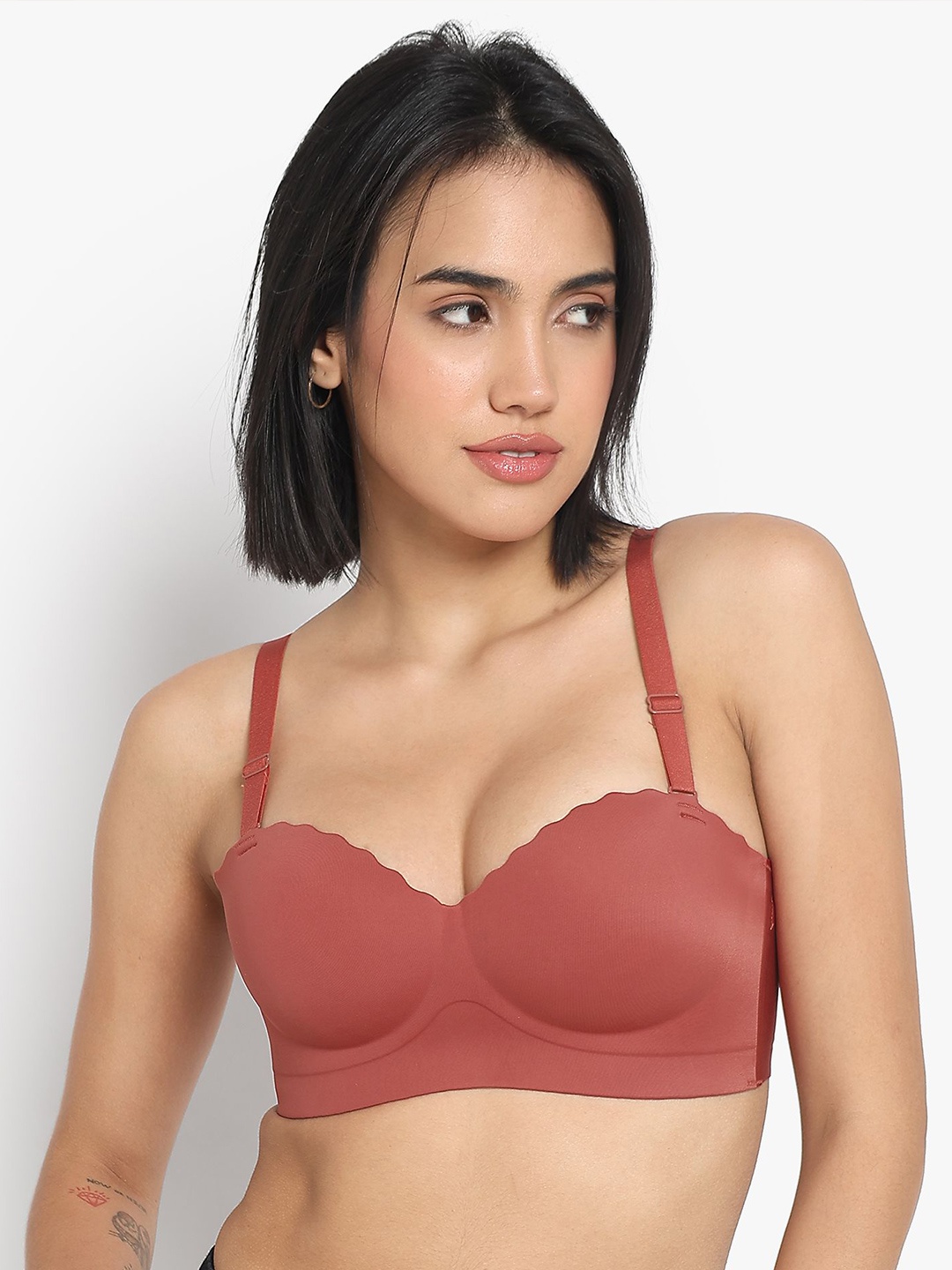 

PARKHA Medium Coverage Heavily Padded T-shirtBra, Red