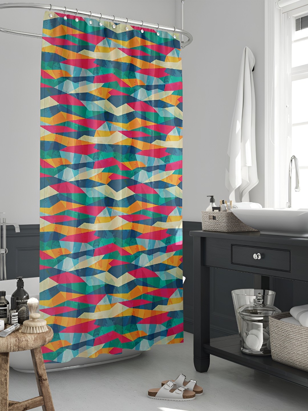 

ArtzFolio Pink & Green Printed Waterproof Shower Curtain