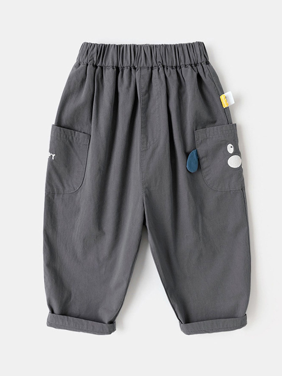 

LULU & SKY Boys Tapered Fit High-Rise Trousers, Grey