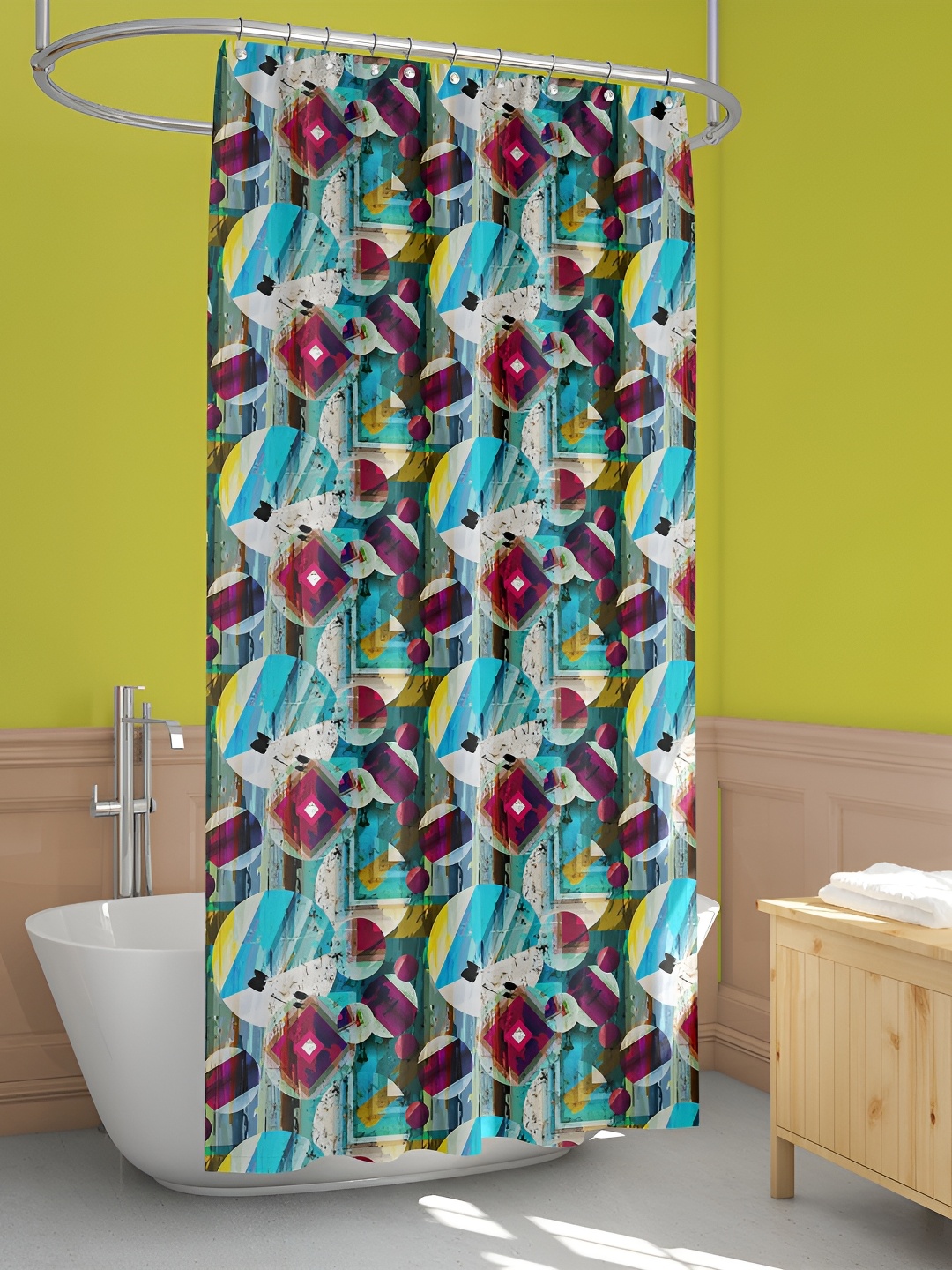 

ArtzFolio Blue & Pink Printed Waterproof Shower Curtains