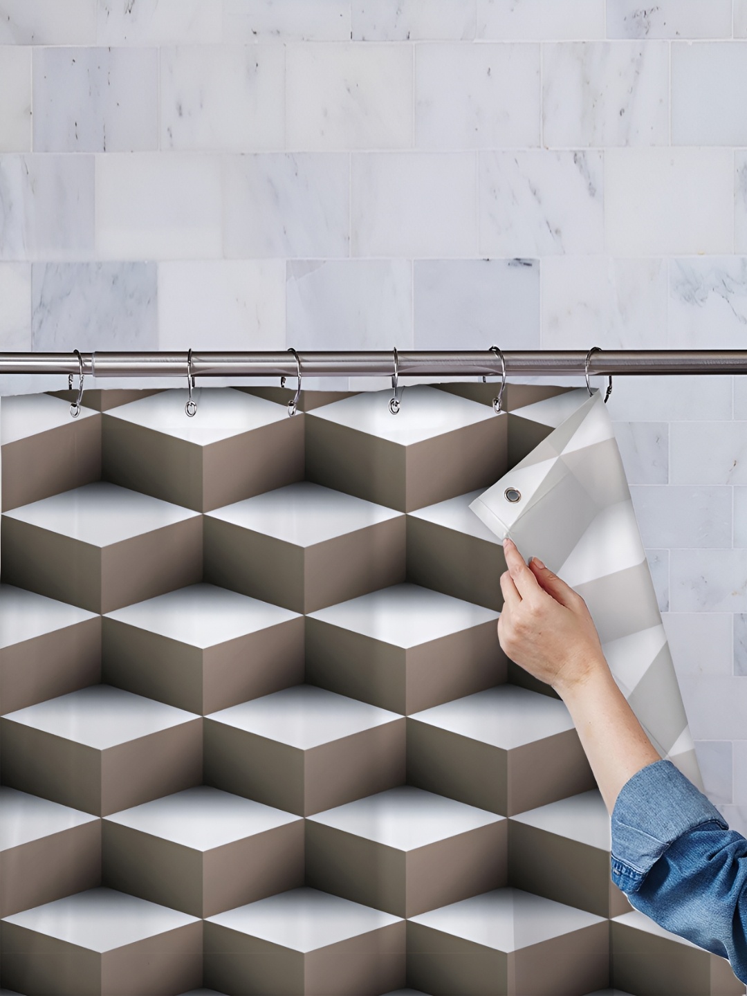 

ArtzFolio Black & White Printed Waterproof Shower Curtain