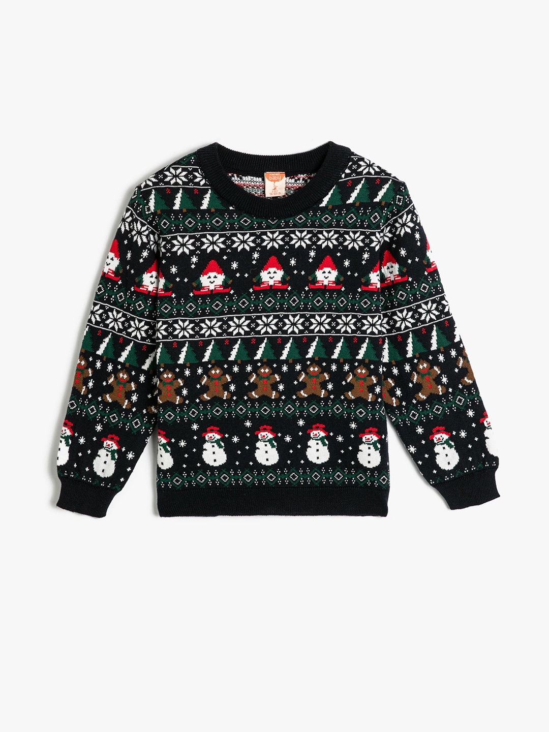 

Koton Boys Ethnic Motifs Printed Long Sleeves Pullover, Black