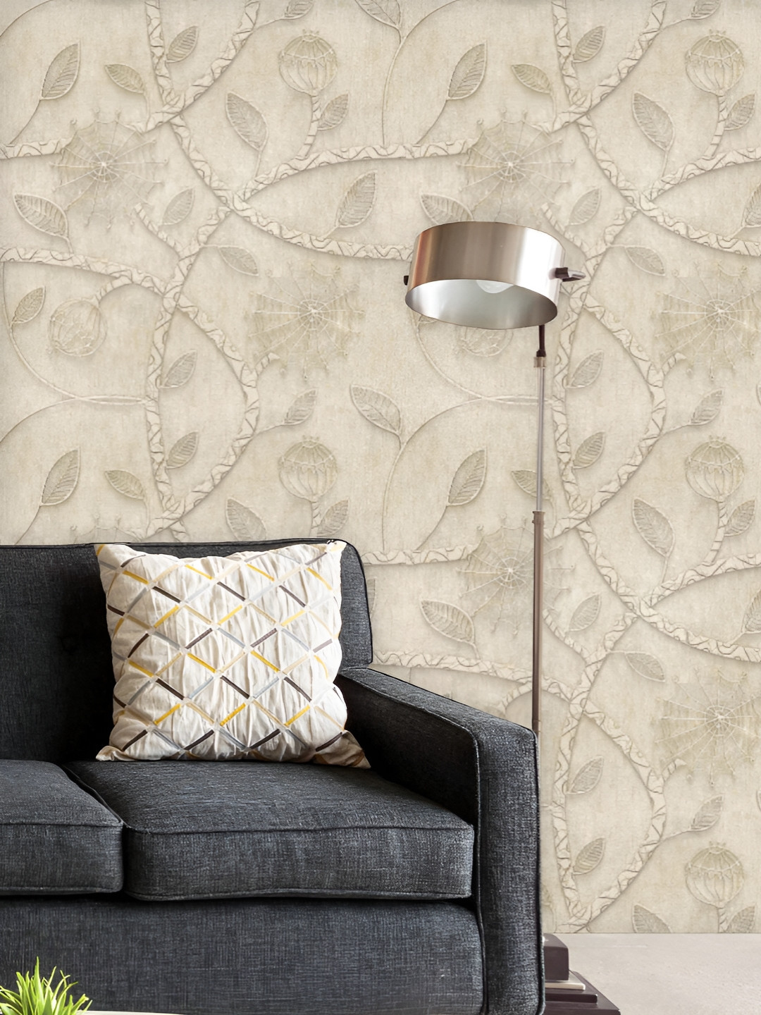 

ArtzFolio Printed UV-Resistant Anti-Bacterial 3D Floral Ornament Peel & Stick Wallpaper, Multi