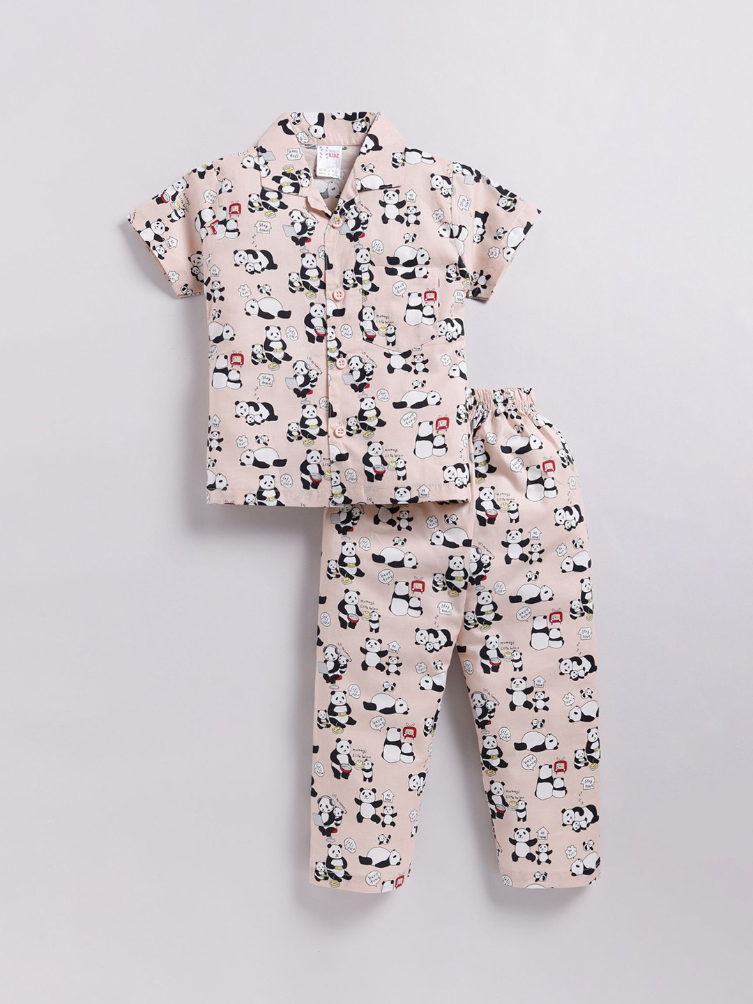 

NAUTI KIDZ Boys Printed Pure Cotton Night suit, Peach
