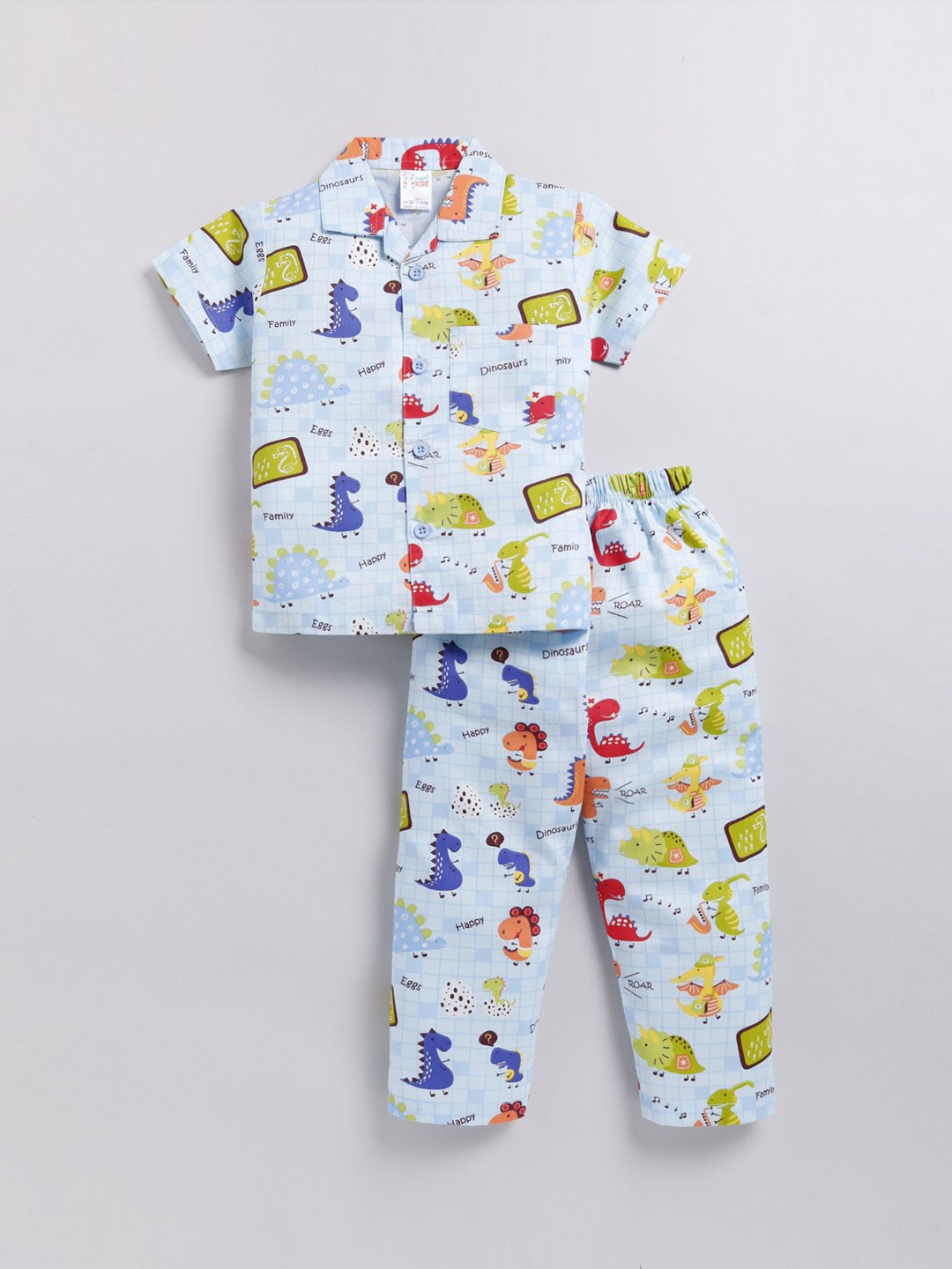 

NAUTI KIDZ Boys Conversational Printed Pure Cotton Night suit, Blue