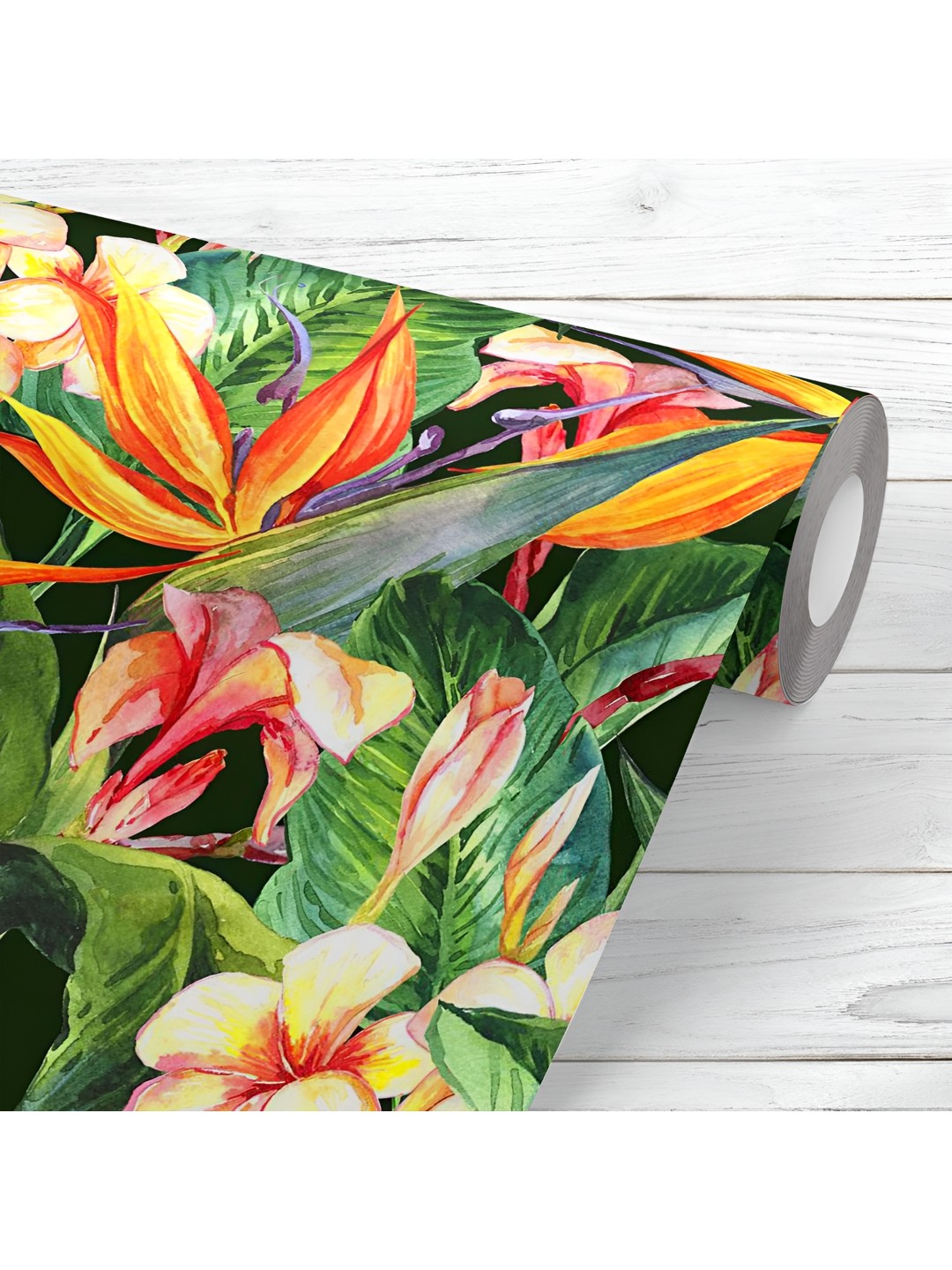 

ArtzFolio Printed UV-Resistant Anti-Bacterial Tropical Pattern With Exotic Flowers Peel & Stick Wallpaper, Multi