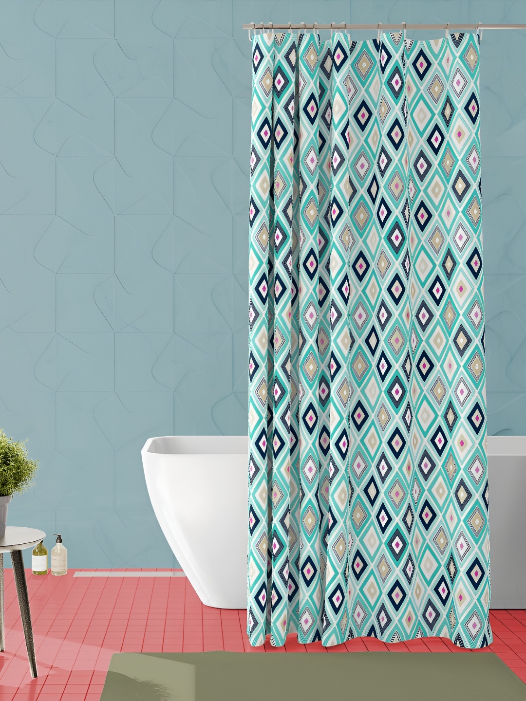 

ArtzFolio Geometric Print Multi Shower Curtain, White