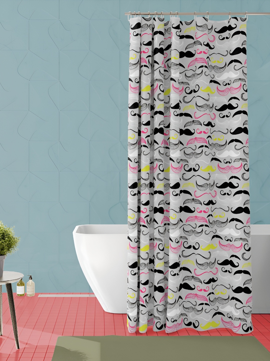 

ArtzFolio Grey & Black Printed Waterproof Shower Curtain