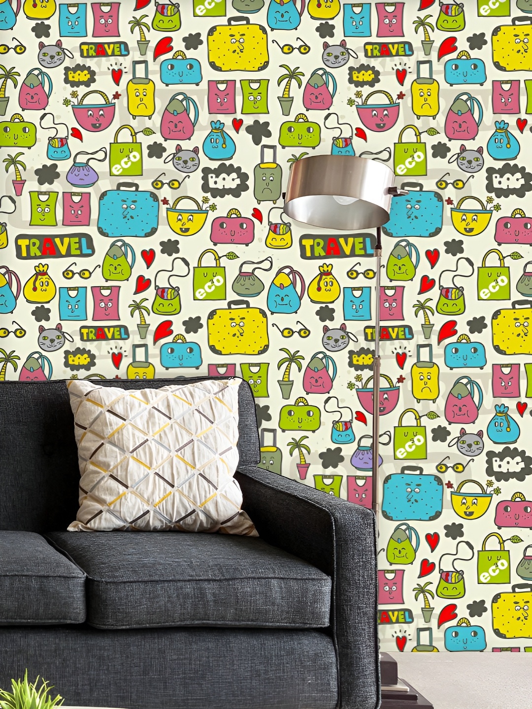 

ArtzFolio Printed UV-Resistant Anti-Bacterial Doodle Style Pattern Peel & Stick Wallpaper, Multi