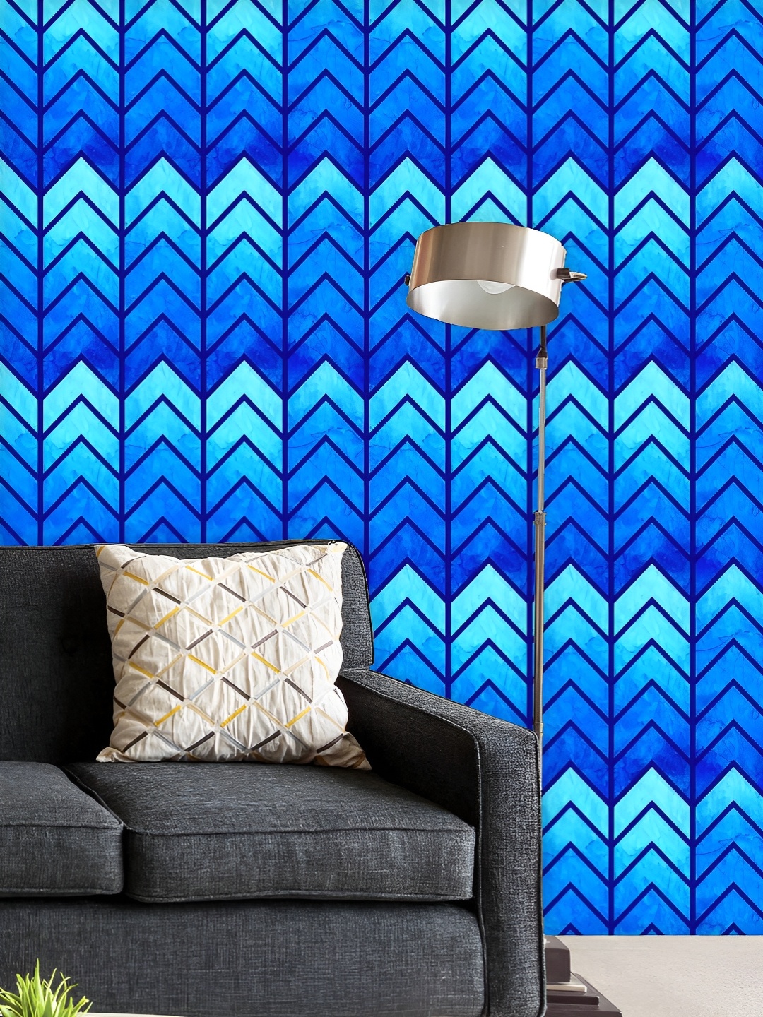 

ArtzFolio Printed UV-Resistant Anti-Bacterial Watercolor Chevron Art Peel & Stick Wallpaper, Multi