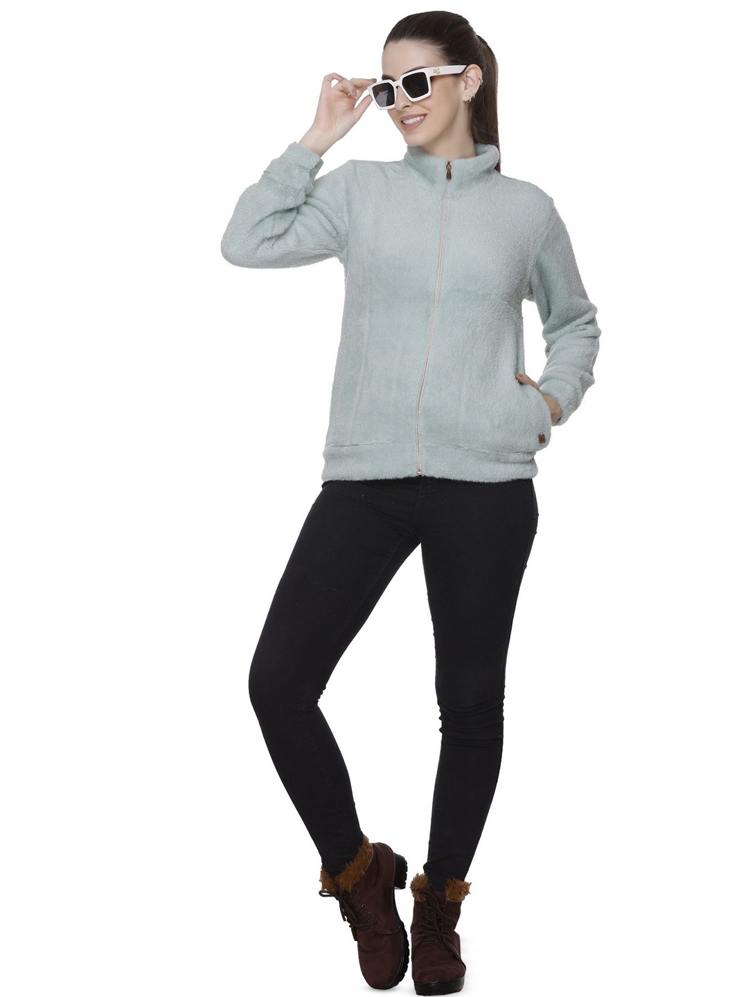 

Rozella Women Front-Open Sweatshirt, Sea green