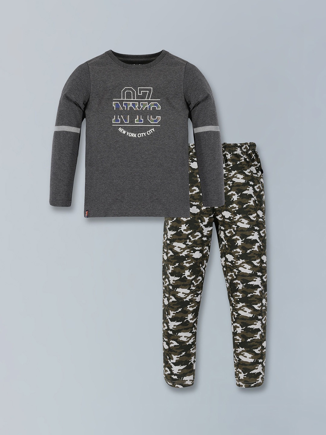 

3PIN Boys Pure Cotton Printed Night suit, Charcoal
