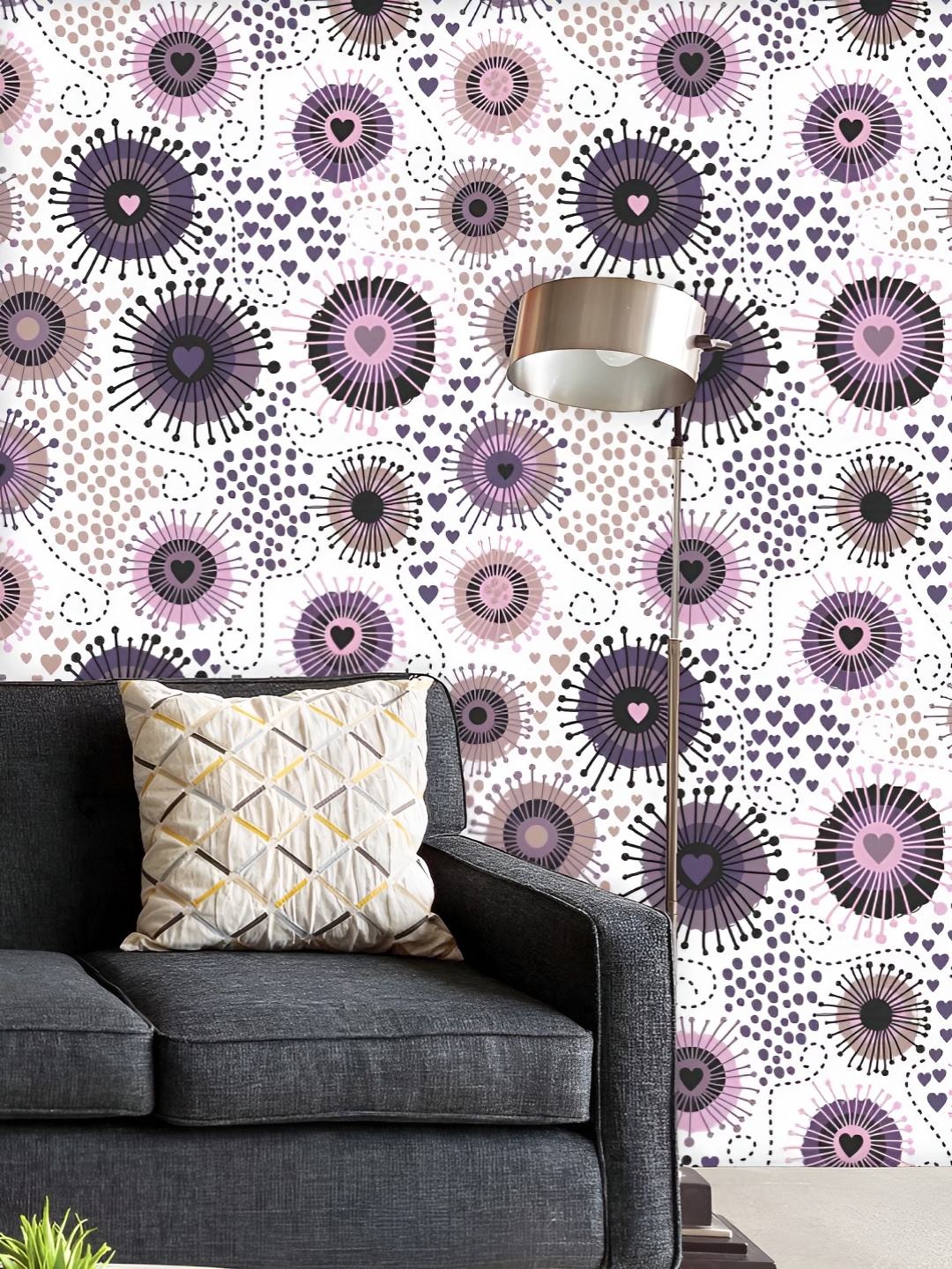 

ArtzFolio Printed UV-Resistant Anti-Bacterial Circle &Amp; HeartsPeel & Stick Wallpaper, Multi